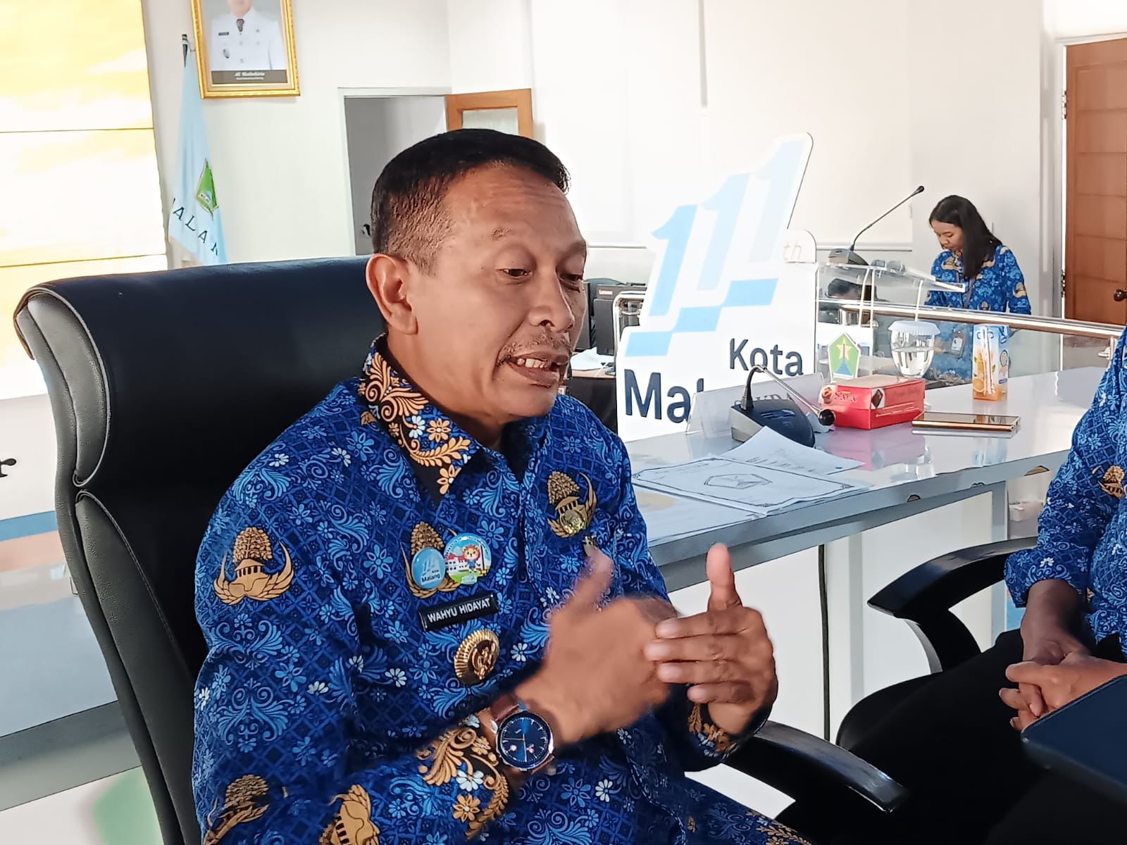 Wali Kota Malang, Wahyu Hidayat saat ditemui awak media. (Tagarjatim.id/ Puput Hajarani)