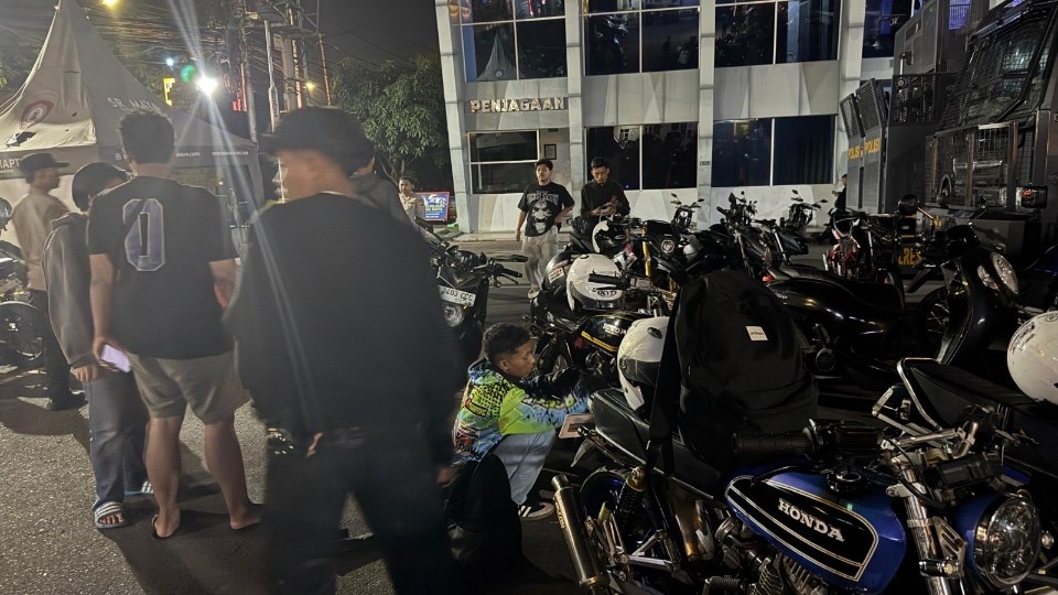 Puluhan motor yang diamankan saat patroli siaga yang digelar Polresta Malang Kota(Istimewa)