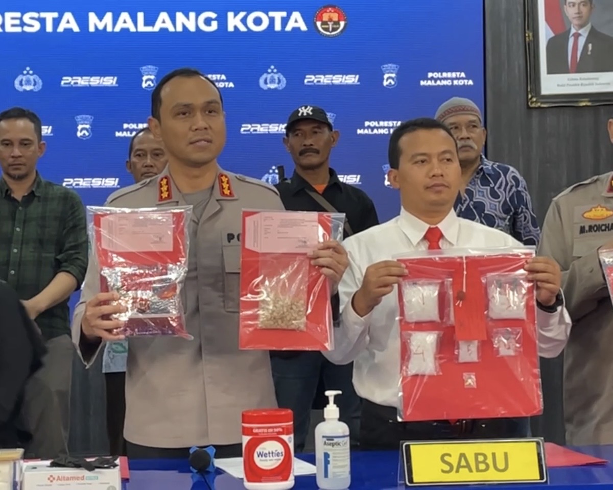 Polresta Malang Kota Sita 1,3 Kg Sabu dan Ratusan Ekstasi Selama Februari 2026