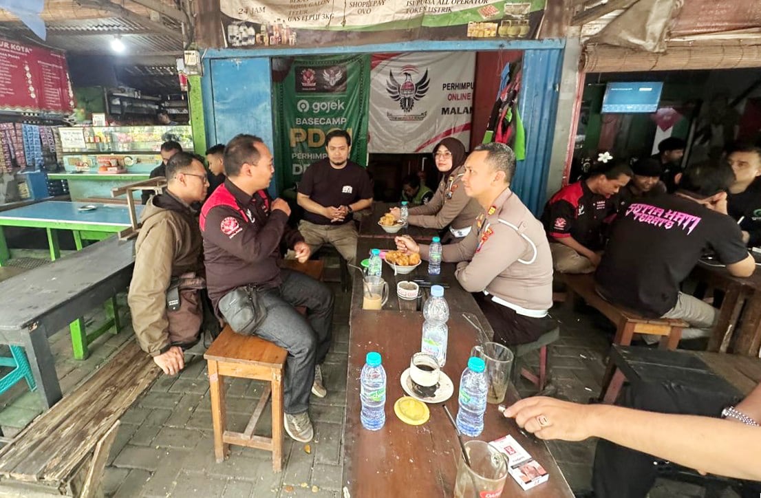 Satlantas Polresta Malang Kota Rangkul Komunitas Ojol Jaga Kamseltibcarlantas